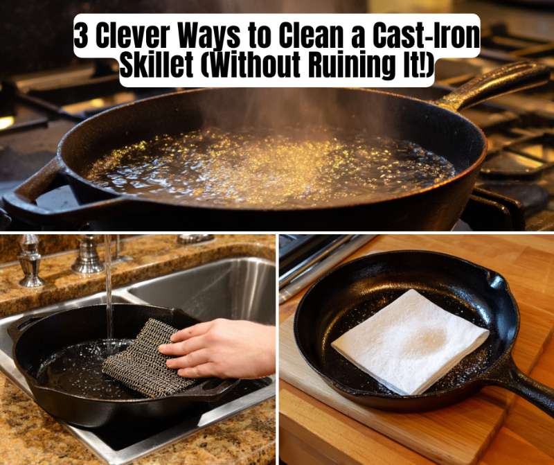 3 Clever Ways to Clean a Cast-Iron Skillet (Without Ruining It!)