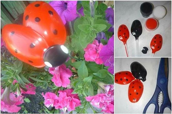 Adorable Garden Ladybug Out Of Plastic Spoons