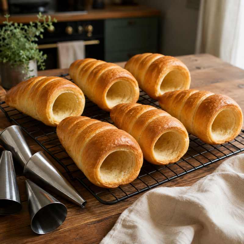 Bake the bread cones