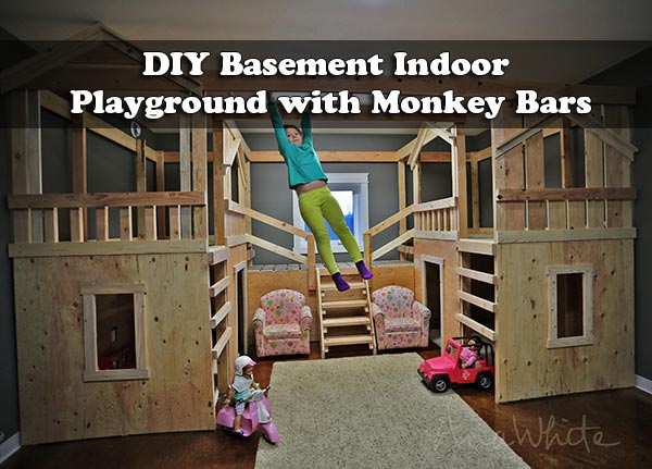 DIY Basement Indoor Playground with Monkey Bars