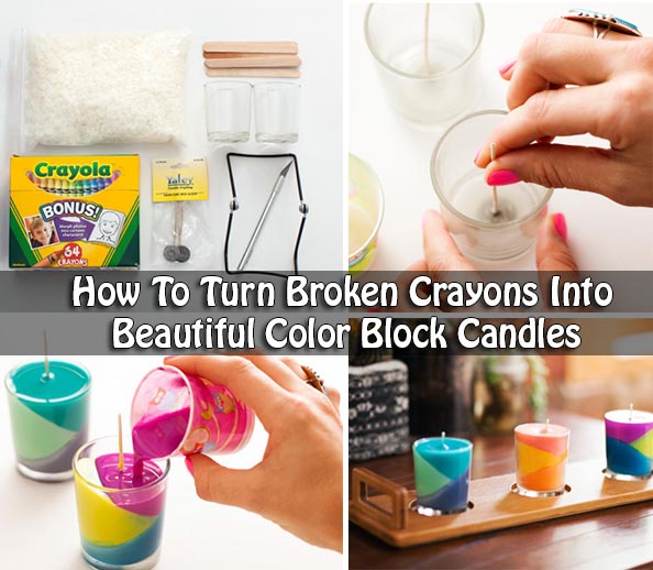 How To Turn Broken Crayons Into Beautiful Color Block Candles