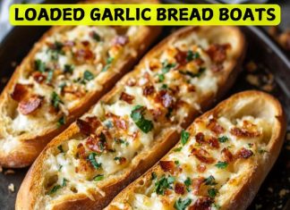 Loaded Garlic Bread Boats Loaded Garlic Bread Boats