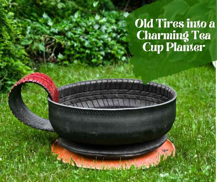 Transforming Old Tires into a Charming Tea Cup Planter