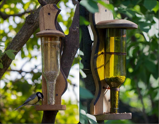  Wine Bottle Bird Feeder