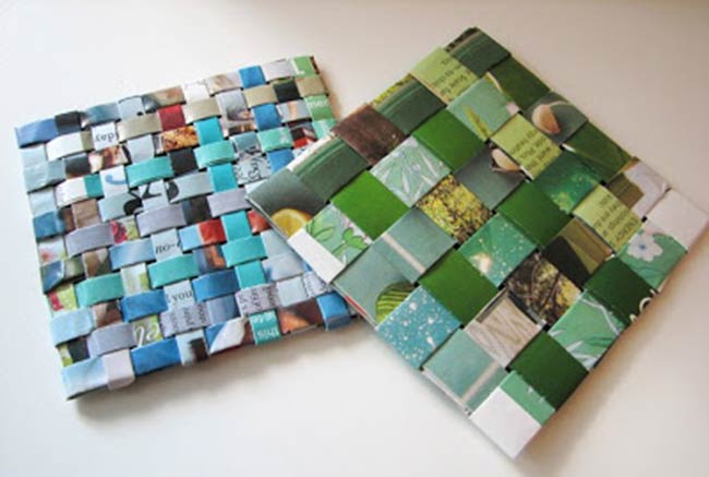 recycled magazine coasters